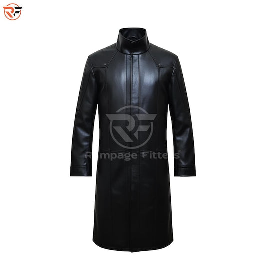 Shield Director Black Leather Coat | Comic Book Hero Cosplay Duster | Men's Long Tactical Leather Jacket | Secret Spy Costume Movie Replica
