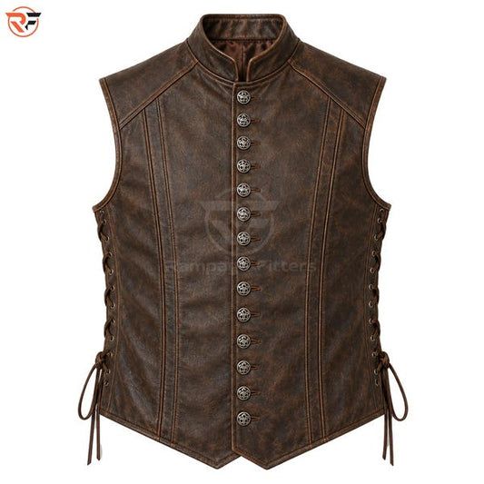 Handmade Men's Leather Vest Renaissance Distressed Leather Men's Medieval Vest Christmas Gift for him Renaissance fair, Cosplay costumes